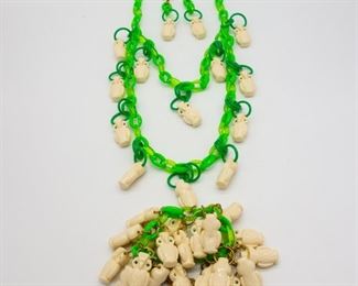 Vintage Owl Motif Necklace Bracelet Earrings Set