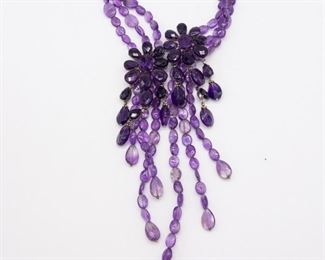 Vintage Designer Siman Tu Amethyst Necklace Suite w Box