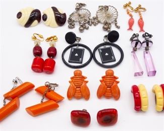 Vintage Lot Plastic Retro Jewelry incl KJL Bee Earrings
