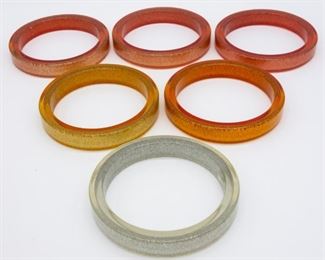 Vintage lot of 6 Glitter Sparkle Bangle Bracelets