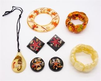 Vintage Seashore Theme Bracelets, Pins, Earrings