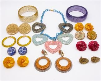 Vintage Lot Glitter Jewelry Necklace Bracelets Earrings