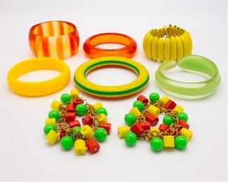 Lot 8 Vintage Neon Tropical Bracelets incl Bananas