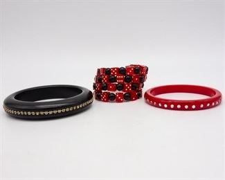 Vintage Bakelite Bracelets incl Jeweled, Gambling