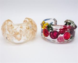 Vintage Joyce Francis Reverse Carved Painted Bracelets