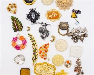 Vintage Lot 25 Brooch Pins incl Krementz, Vendome