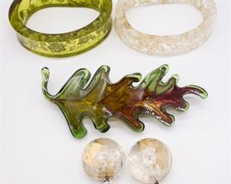 Lot 4 Reverse Carved Signed Joyce Francis Jewelry