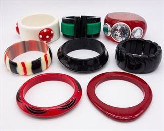8 Vintage Bangle Bracelets incl Over-the-Top Jeweled