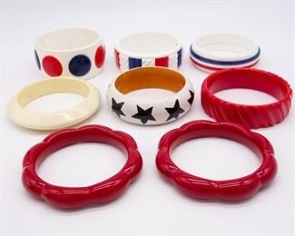 Lot 8 Vintage Mid Century Patriotic Bangle Bracelets