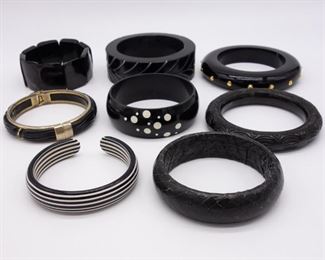 Lot 8 Vintage Black and White Bracelets incl Polka Dot