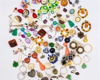 Vintage Lot 50 Pairs Earrings incl Bararra, Rhinestone