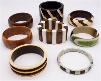 8 Vintage Mid Century Bracelets incl Faceted, Stretch