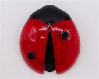Vintage Lea Stein Paris Celluloid Ladybug Brooch Pin
