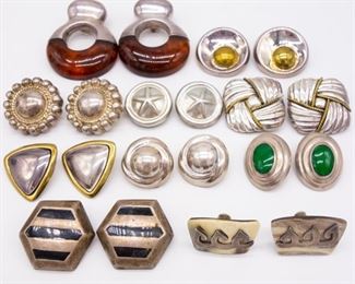 Vintage 10 Pairs Sterling Silver Earrings incl Mexican