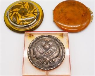 Vintage Lot of 3 Compacts incl Sterling and Lucite