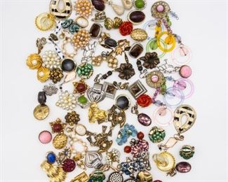 Vintage Lot of 50 Pairs Earrings incl Oscar de la Renta