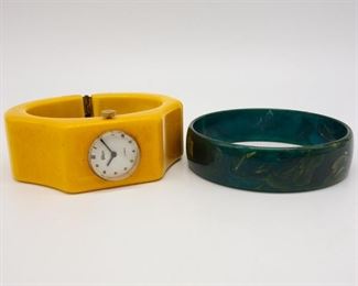 Vintage Bakelite Bangle Bracelet and Wristwatch Cuff