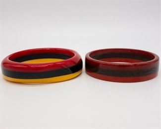 Vintage Lot of 2 Bakelite Tri-Color Laminated Bracelets