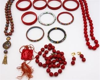 Vintage Lot Chinese Jewelry incl Cloisonne Dragon