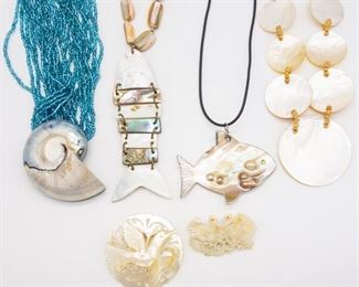 Vintage Lot Seashell Jewelry incl Abalone MOP