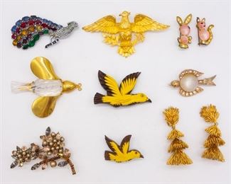 Vintage Retro Lot 10 Pins, Earrings incl Panetta