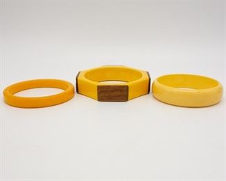 Vintage Lot of 3 Bakelite Bracelets incl Laminated