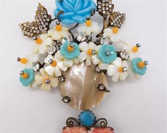 Vintage Lawrence VRBA Lg Runway Flower Basket Brooch