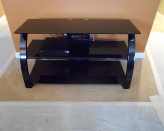 Black Glass & Metal TV Stand