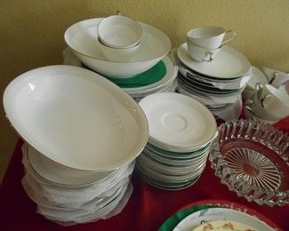 Beautiful Fine China Set, White with Gold Rim Detail