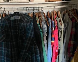 Vintage clothing, Pendleton, Levi’s,
Railroad jeans with back buckle, saks fifth ave.90,s clothing