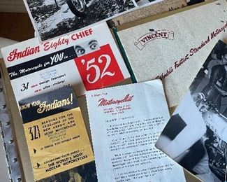 Indian motor cycle brochures and Vincent moto brochure 
