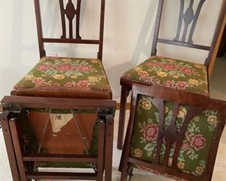 Set of Four Vintage Lorraine Metal Folding Chairs