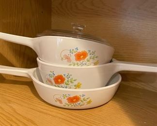 Vintage Corning Ware Cookware Set of Three