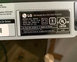 LG Network Blu-Ray Disc Player Model: BD630