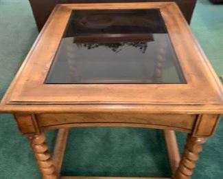 Vintage Glass Top End Table