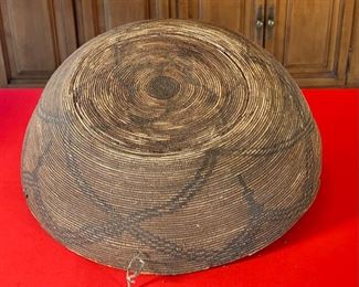 22in 1800s Antique Apache Tray Coiled Gathering Basket  Native American	5in h x 21.75 in diameter	
