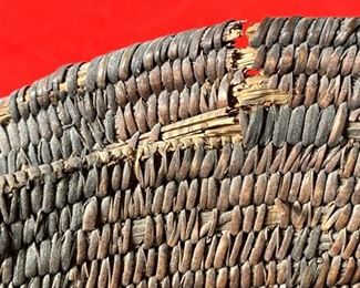 1800s Antique Apache Basket  Native American triangle Pattern	8x15.5in diameter	
