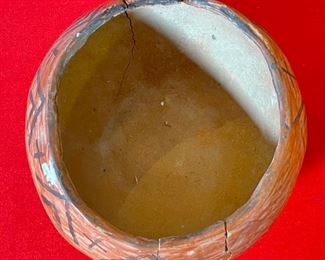 AS-IS Primitive Maricopa Pottery Bowl Native American Pot	5.5x 7in diameter	
