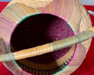 Handmade Purple/Green Lidded Pot Basket	11x11x9.75	HxWxD
