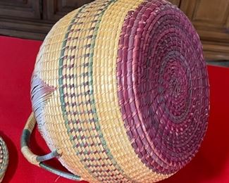 Handmade Purple/Green Lidded Pot Basket	11x11x9.75	HxWxD
