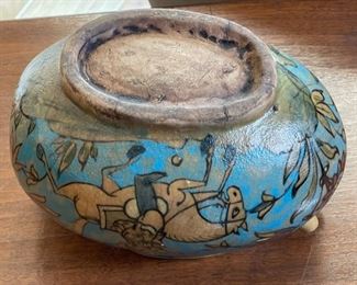 Antique Persian Kashkul Beggar’s Bowl Ceramic dervish	5x5.5x8in	
