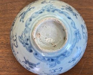 #2 Antique Chinese Kraak Porcelain Bowl Blue & White Ming  Horse  Export Ware	2.5x 5.5in	
