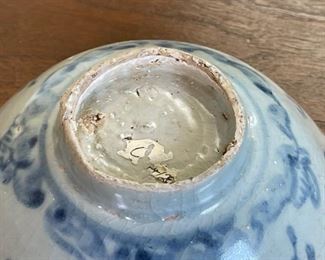 #2 Antique Chinese Kraak Porcelain Bowl Blue & White Ming  Horse  Export Ware	2.5x 5.5in	
