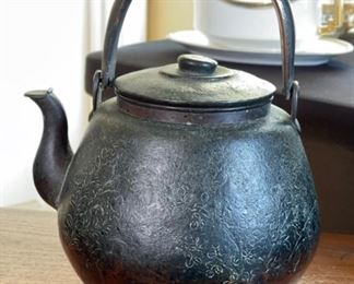 Antique Chinese Teapot Copper Tinned	7x8x8.5in	
