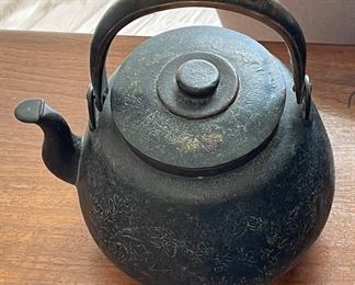 Antique Chinese Teapot Copper Tinned	7x8x8.5in	
