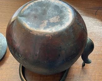 Antique Chinese Teapot Copper Tinned	7x8x8.5in	
