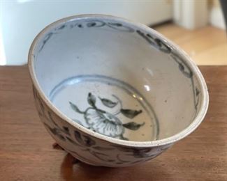 Antique Chinese Kraak Porcelain Bowl Blue & White Ming Wanli era Export Ware #4	3in H x 5.5in Diameter	