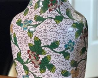 2pc Chinese Cloisonne Vases Cloisonné PAIR Enamel	9in H x 3in Diameter at rim	
