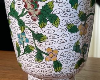 2pc Chinese Cloisonne Vases Cloisonné PAIR Enamel	9in H x 3in Diameter at rim	
