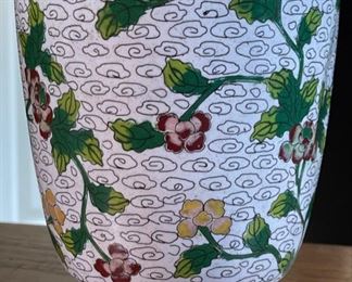 2pc Chinese Cloisonne Vases Cloisonné PAIR Enamel	9in H x 3in Diameter at rim	
